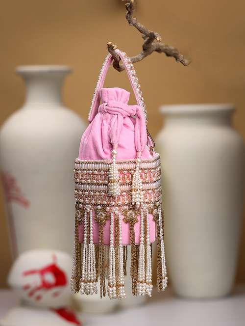 women embellished pearl detiled potli bag - 22220181 -  Standard Image - 0