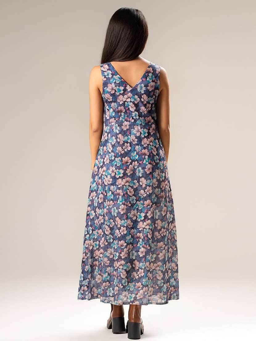 women floral print sleeveless a-line dress - 22220196 -  Standard Image - 3
