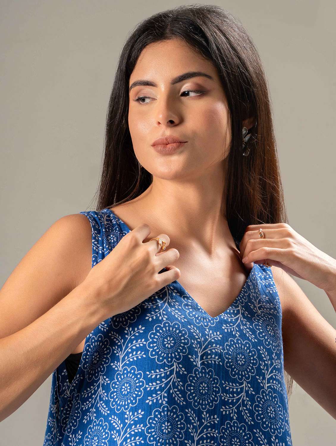 women printed sleeveless a-line dress - 22220197 -  Standard Image - 5