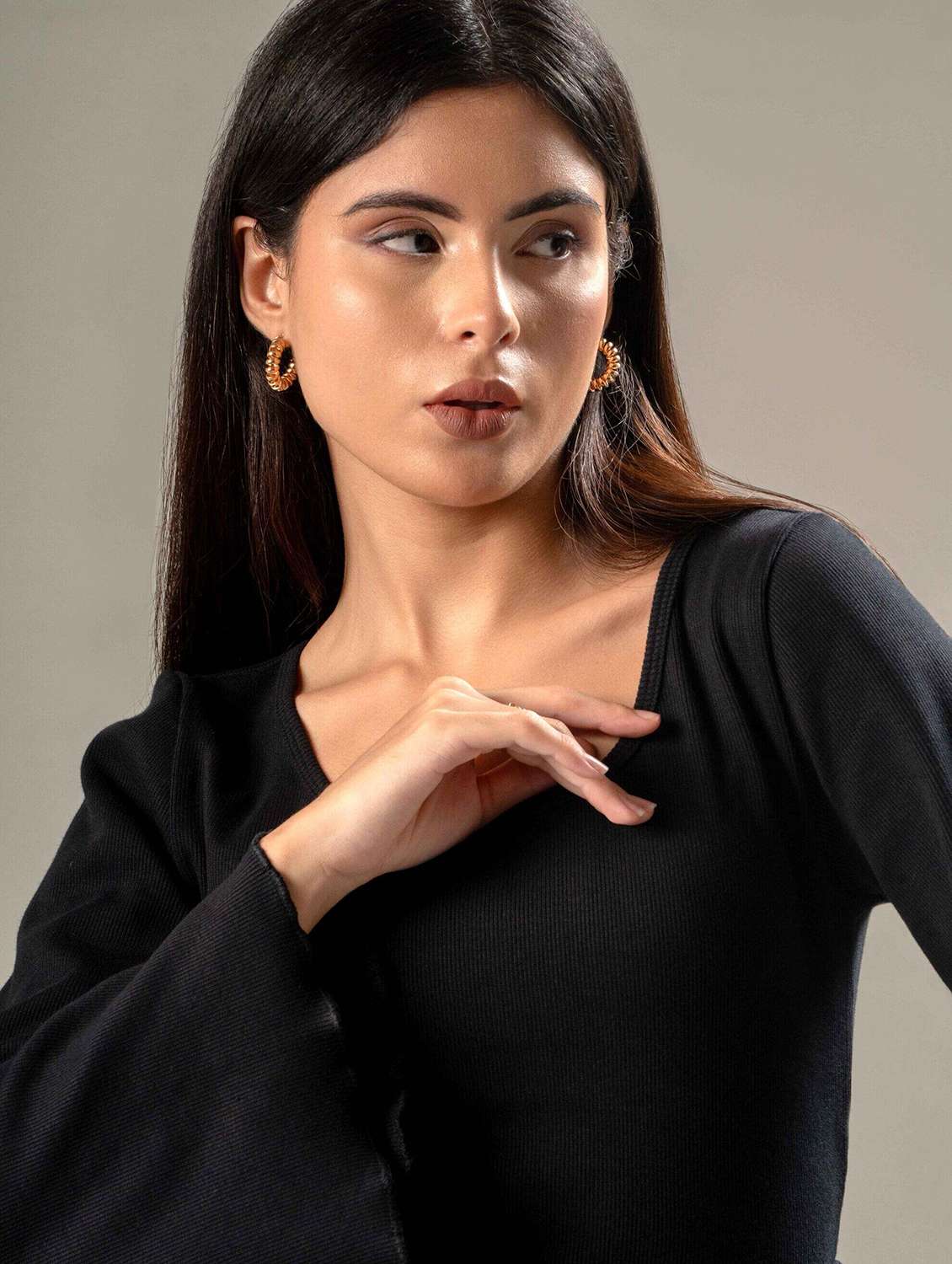 women solid bell sleeve bodycon dress - 22220200 -  Standard Image - 5