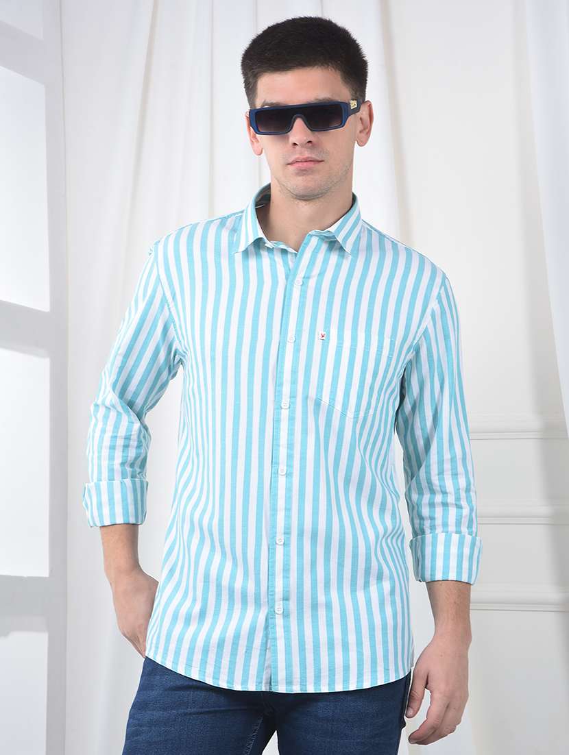 men striped long sleeve regualr fit casual shirt