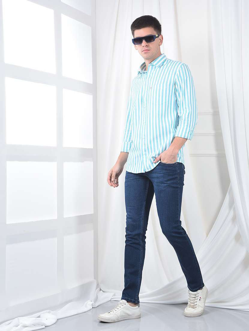 men striped long sleeve regualr fit casual shirt - 22220207 -  Standard Image - 5