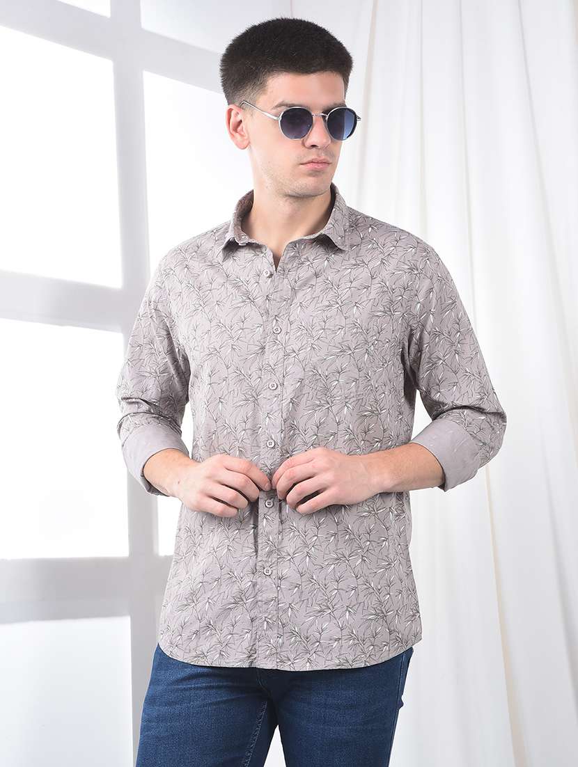 men printed long sleeve regualr fit casual shirt - 22220217 -  Zoom Image - 0