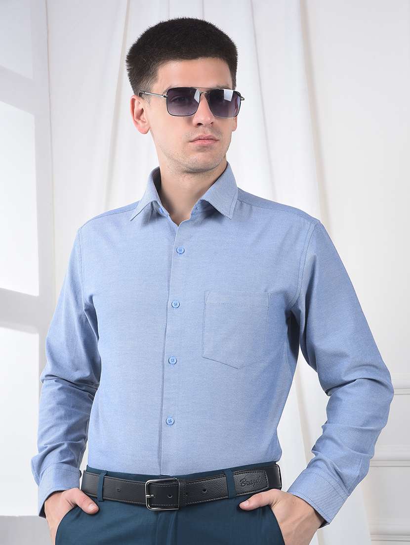 men solid long sleeve slim fit formal shirt