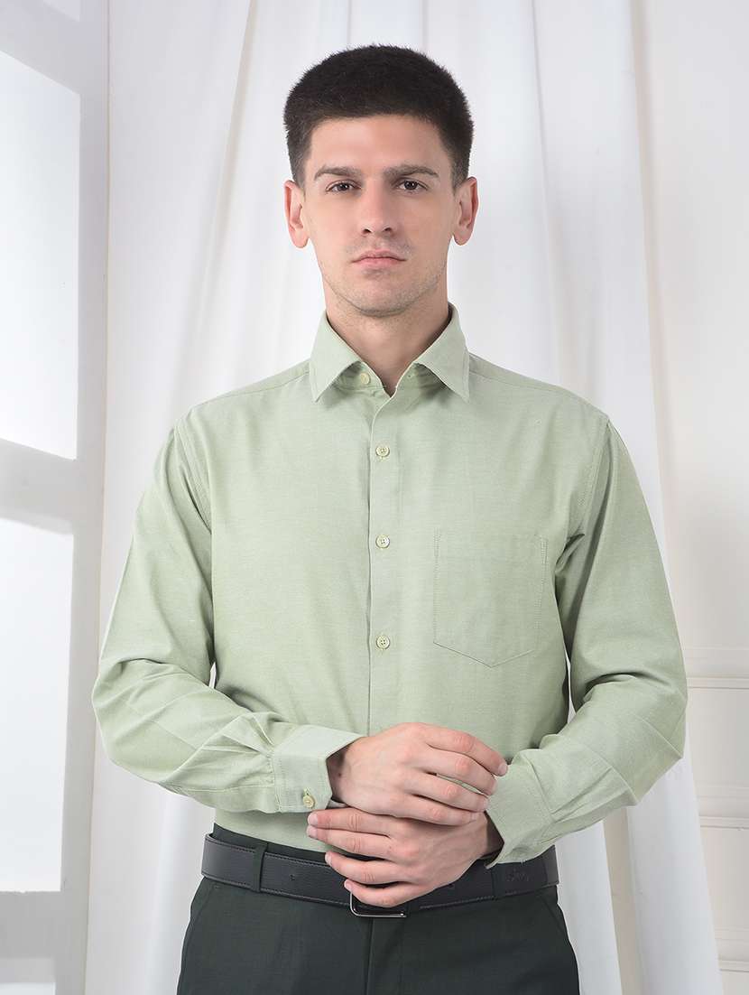 men solid long sleeve slim fit formal shirt