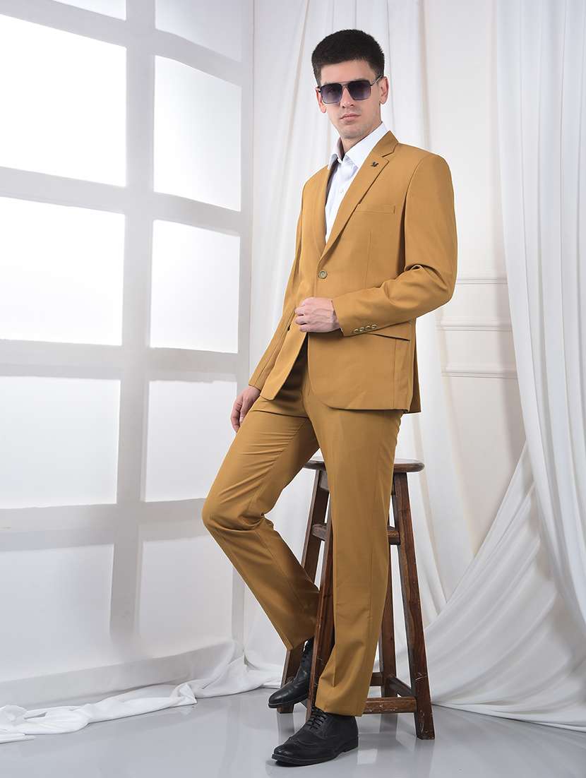 men solid lapel collar 2-piece suits set - 22220232 -  Zoom Image - 0