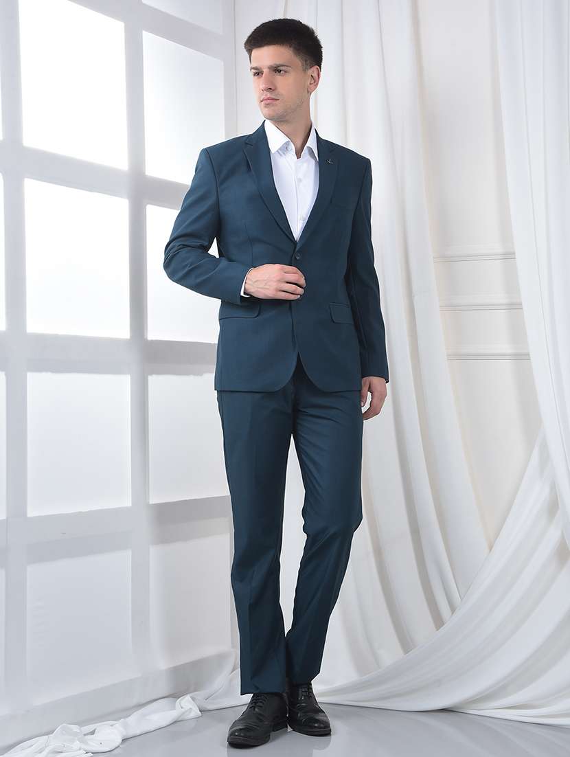 men solid lapel collar 2-piece suits set - 22220235 -  Standard Image - 3