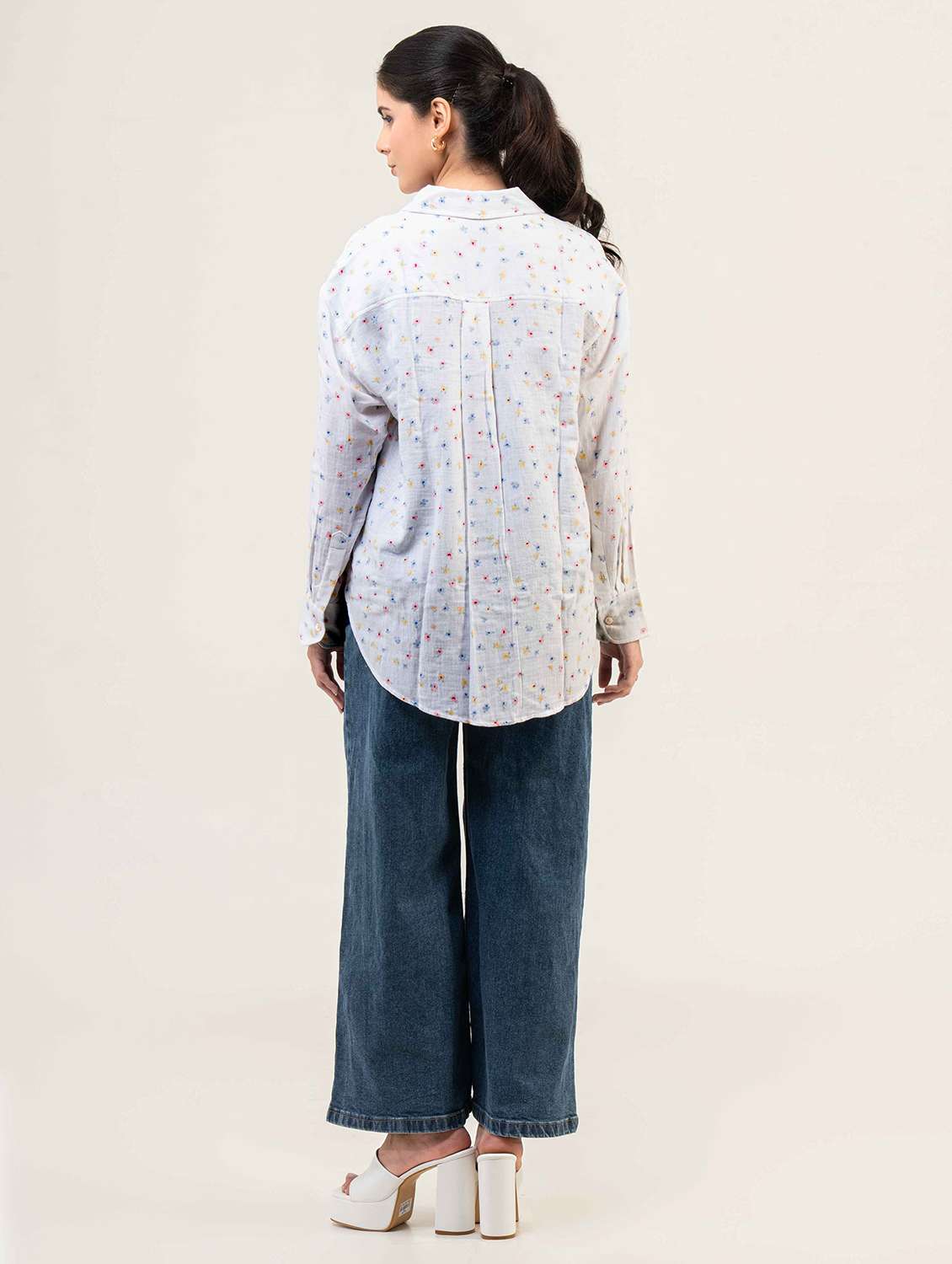 women printed collared long sleeve shirt - 22220243 -  Standard Image - 3