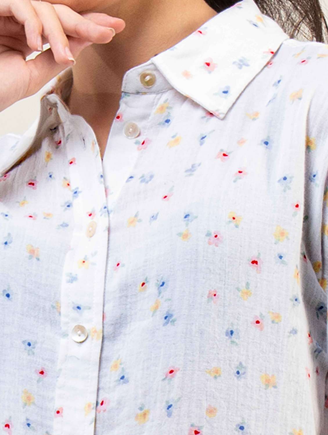 women printed collared long sleeve shirt - 22220243 -  Standard Image - 5