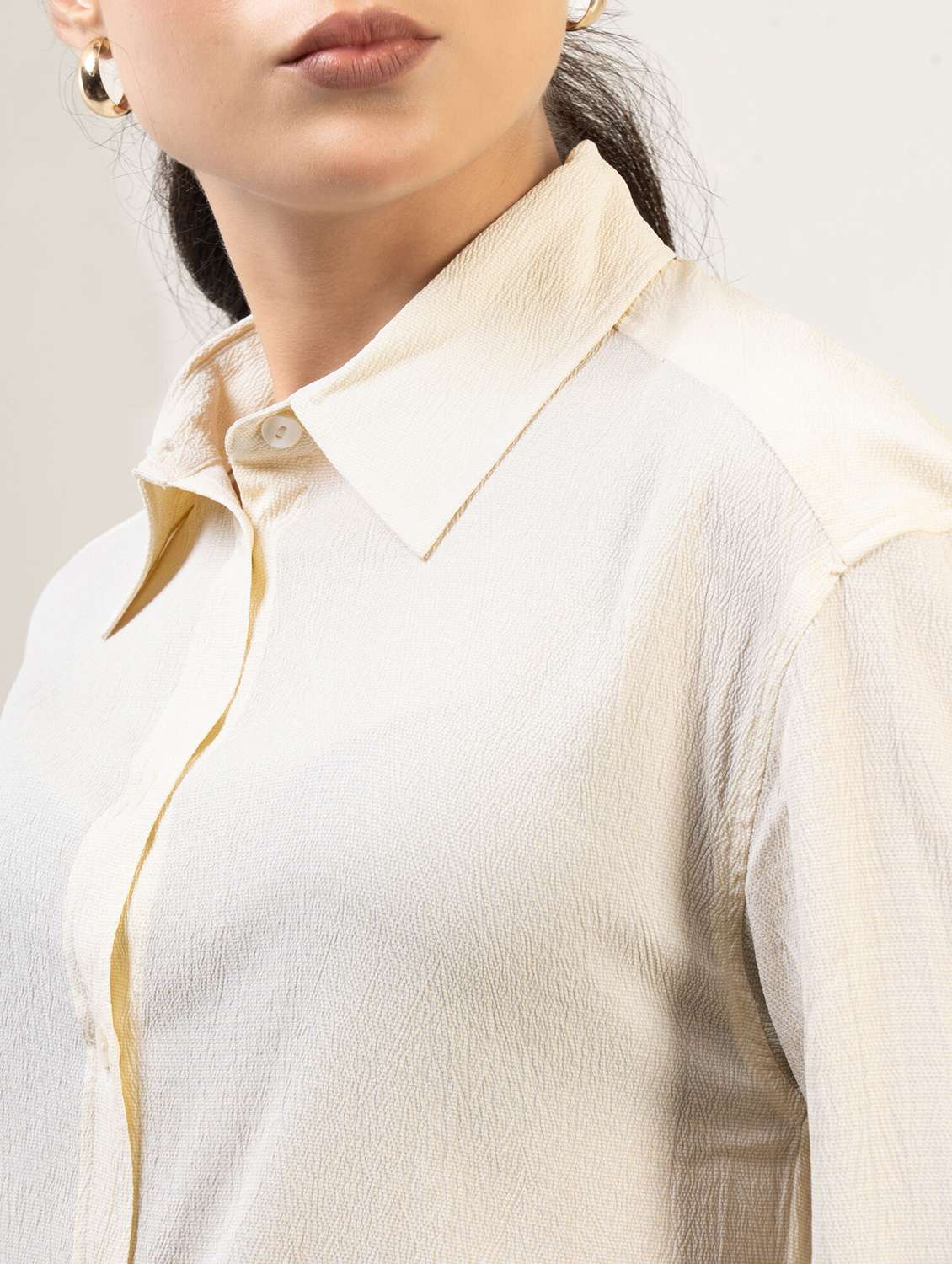 women solid collared long sleeve shirt - 22220249 -  Standard Image - 5