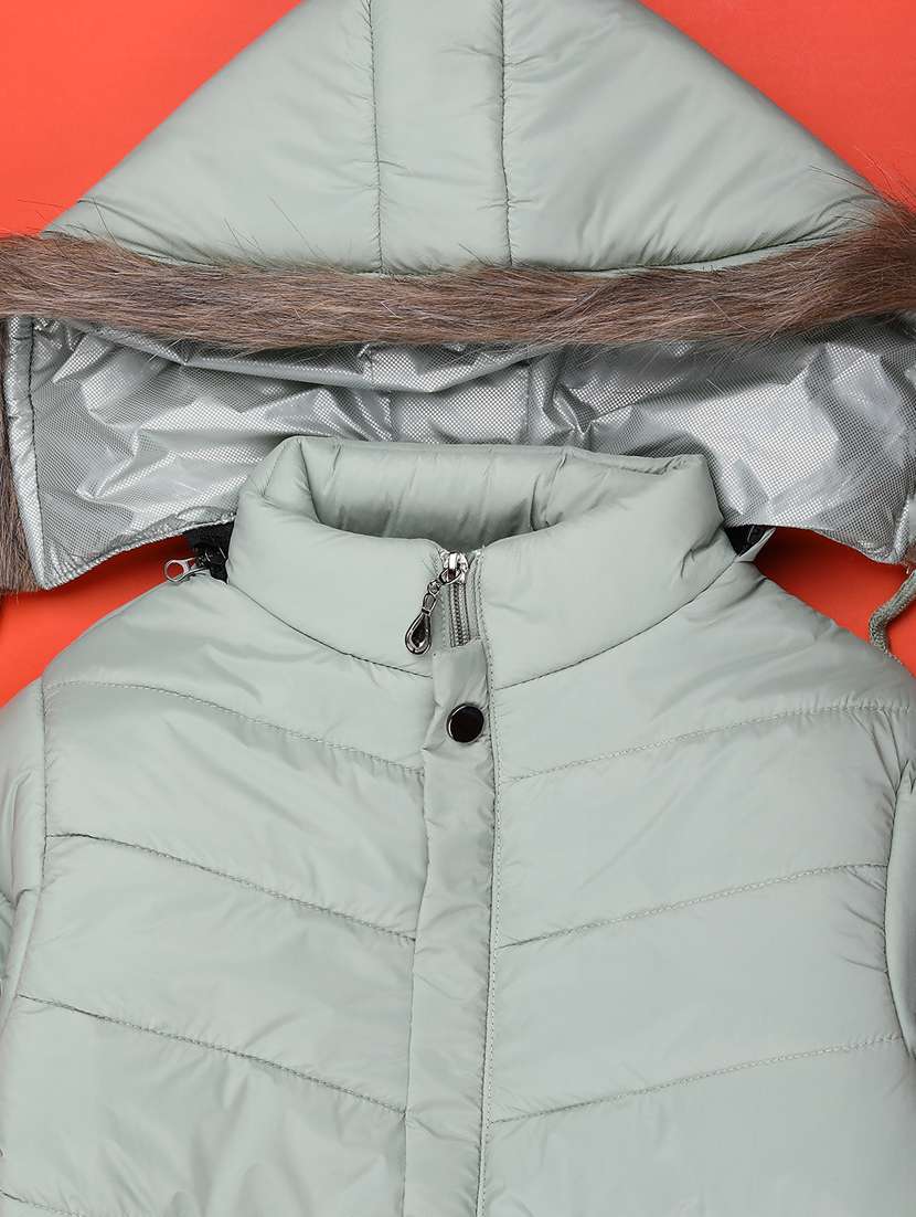 kids solid long sleeve hooded quilted jacket - 22220265 -  Standard Image - 3