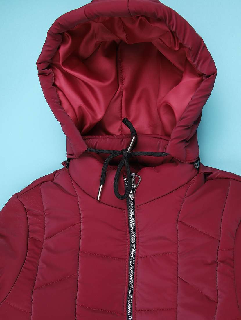 kids solid long sleeve hooded quilted jacket - 22220267 -  Standard Image - 3