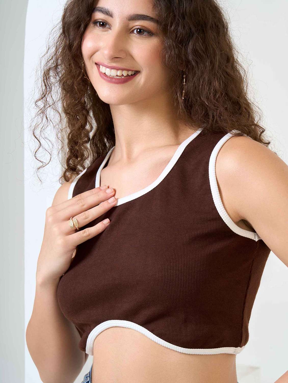 women solid sleeveless crop tank top - 22220303 -  Standard Image - 5