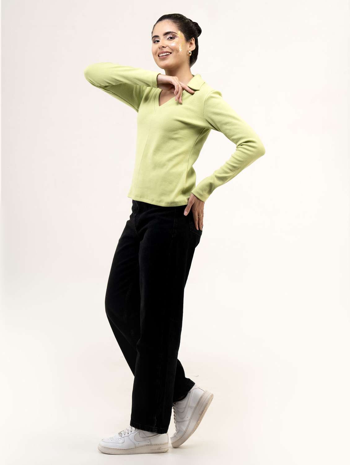 women soldi long sleeve collared straight top - 22220309 -  Standard Image - 3