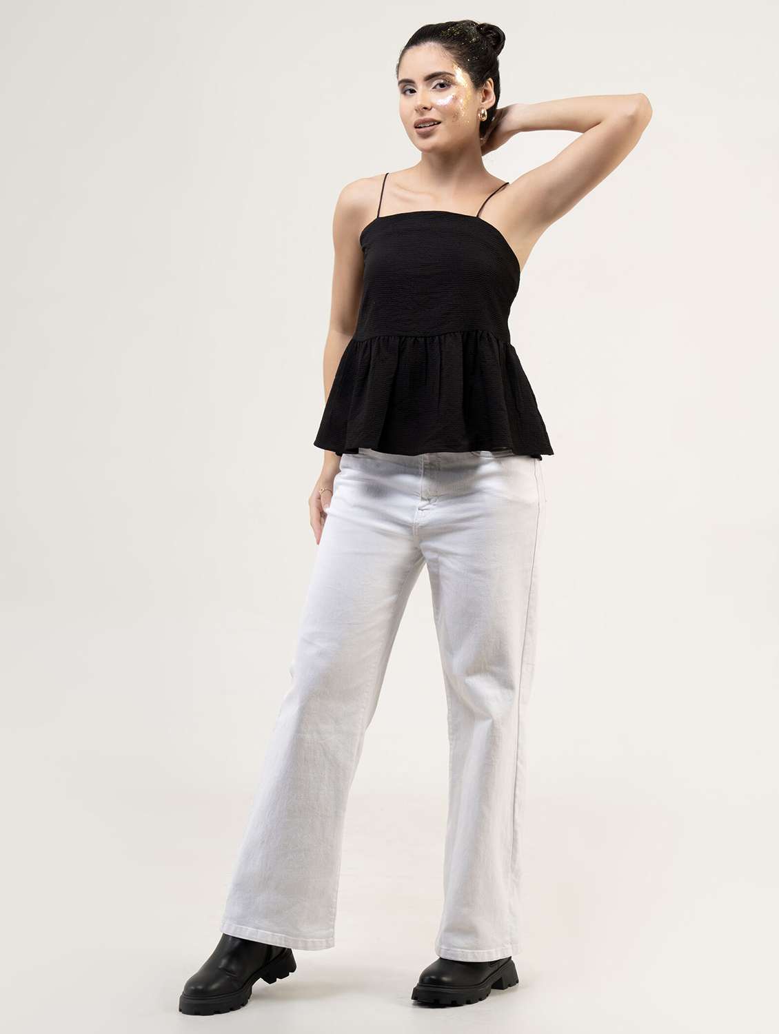 women solid sleeveless peplum top - 22220319 -  Standard Image - 3