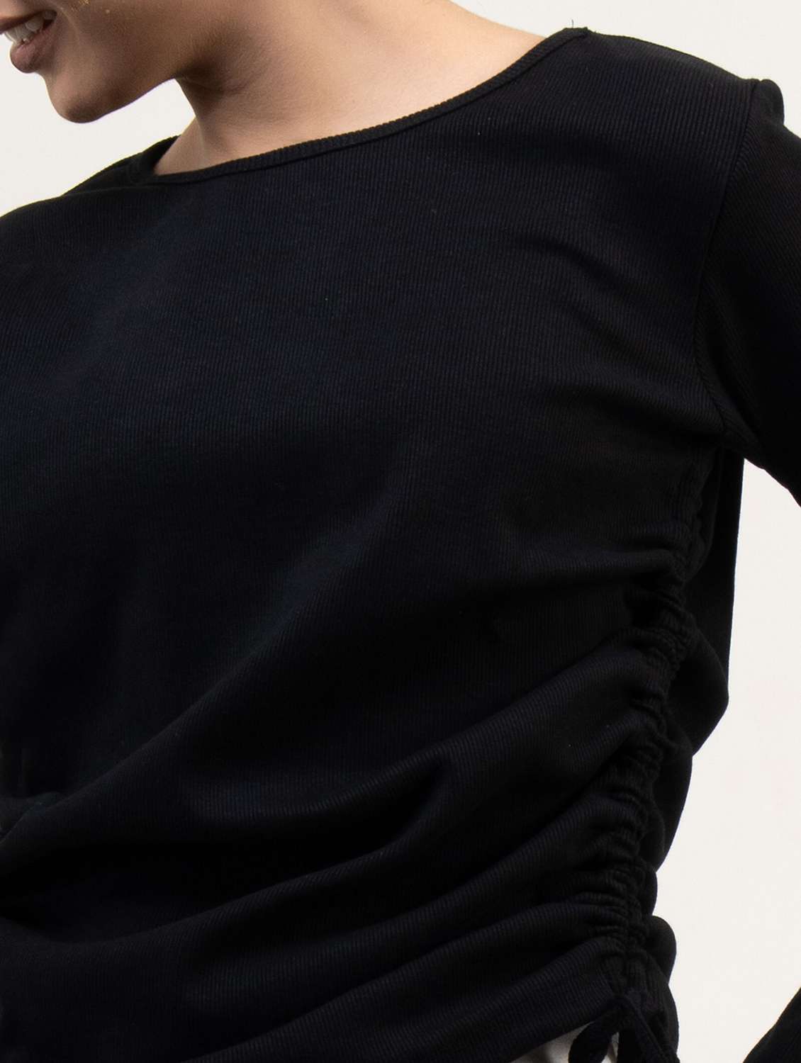 women solid long sleeve ruched top - 22220333 -  Standard Image - 5