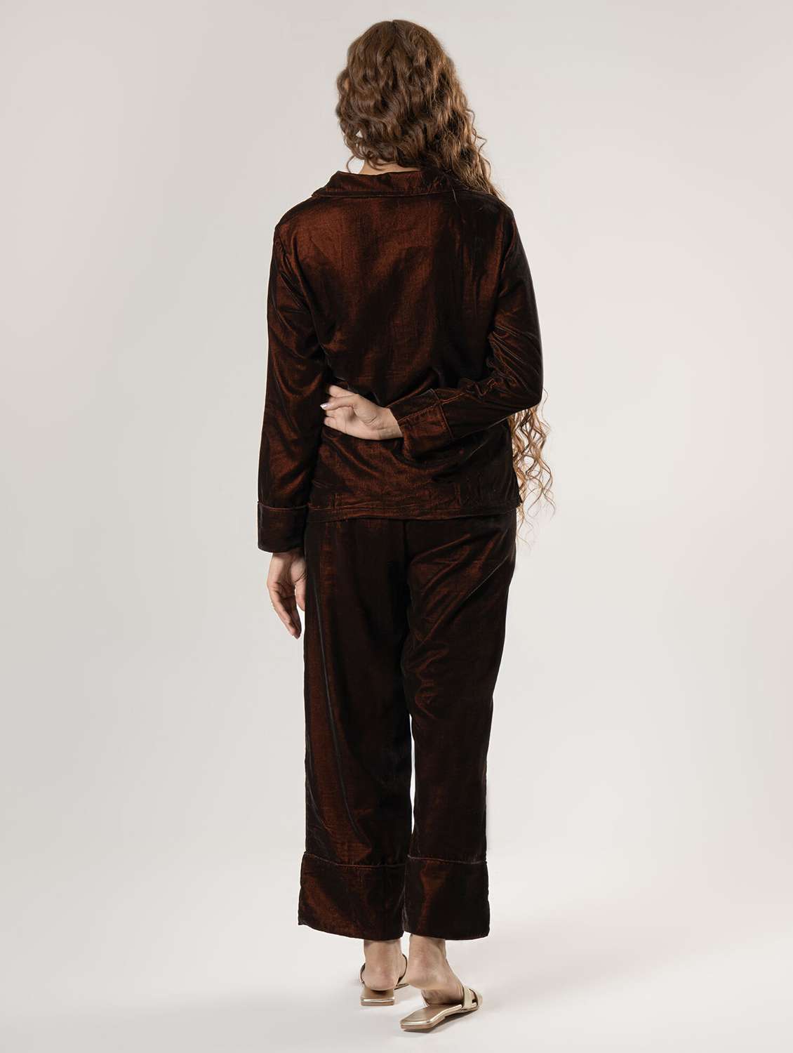 women solid nightwear pyjama set - 22220359 -  Standard Image - 3