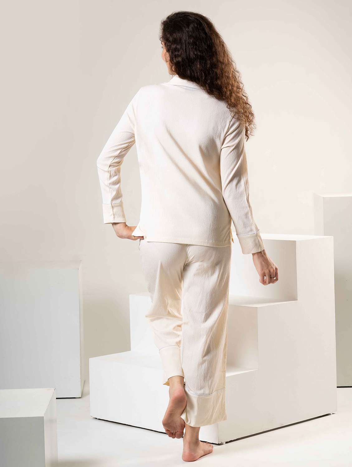 women solid nightwear pyjama set - 22220369 -  Standard Image - 3