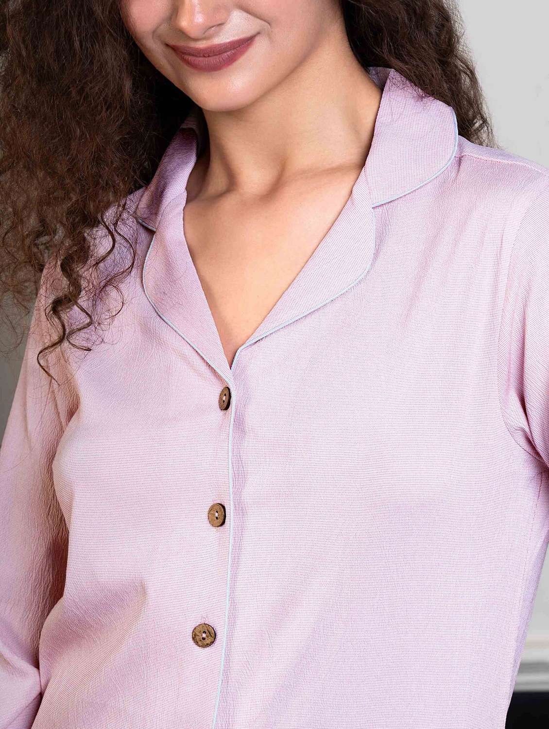 women solid nightwear pyjama set - 22220371 -  Standard Image - 5