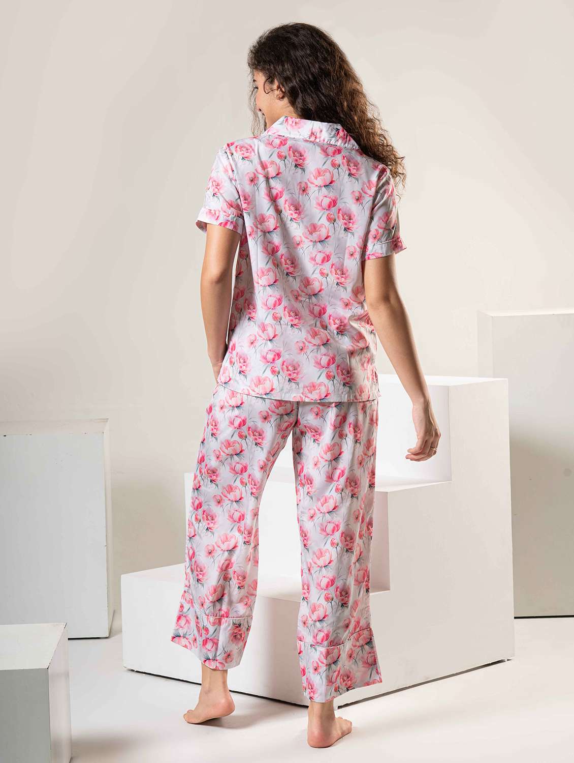 women printed nightwear pyjama set - 22220380 -  Standard Image - 3