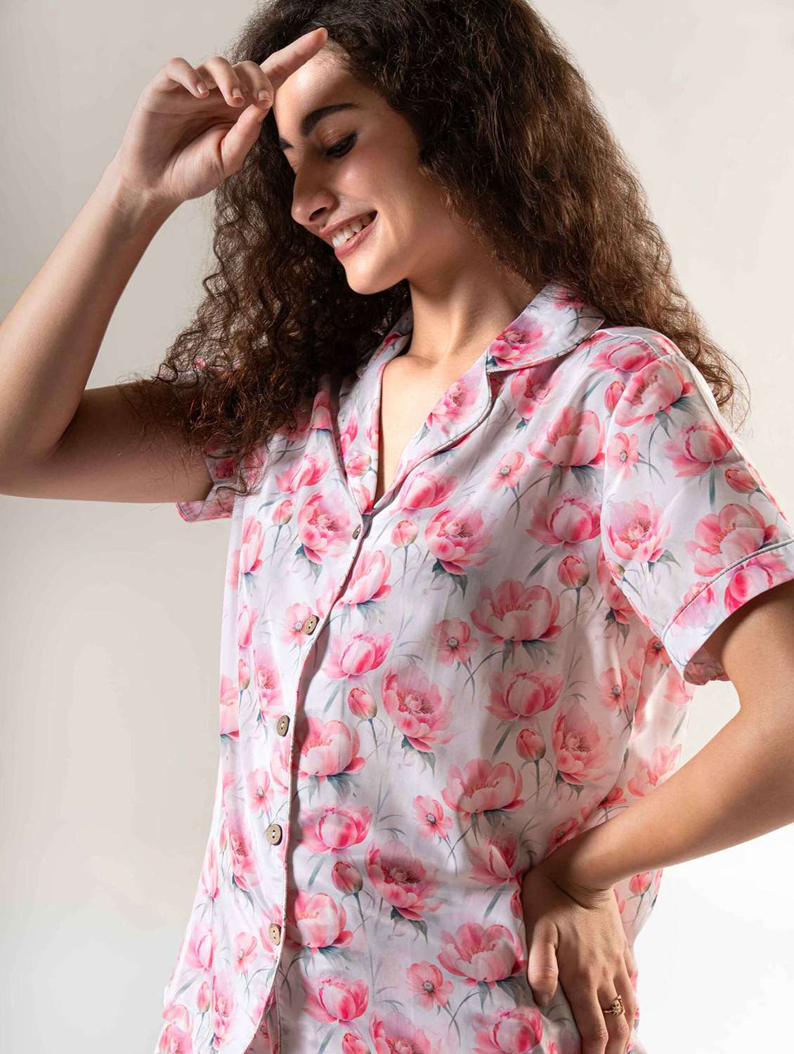 women printed nightwear pyjama set - 22220380 -  Standard Image - 5