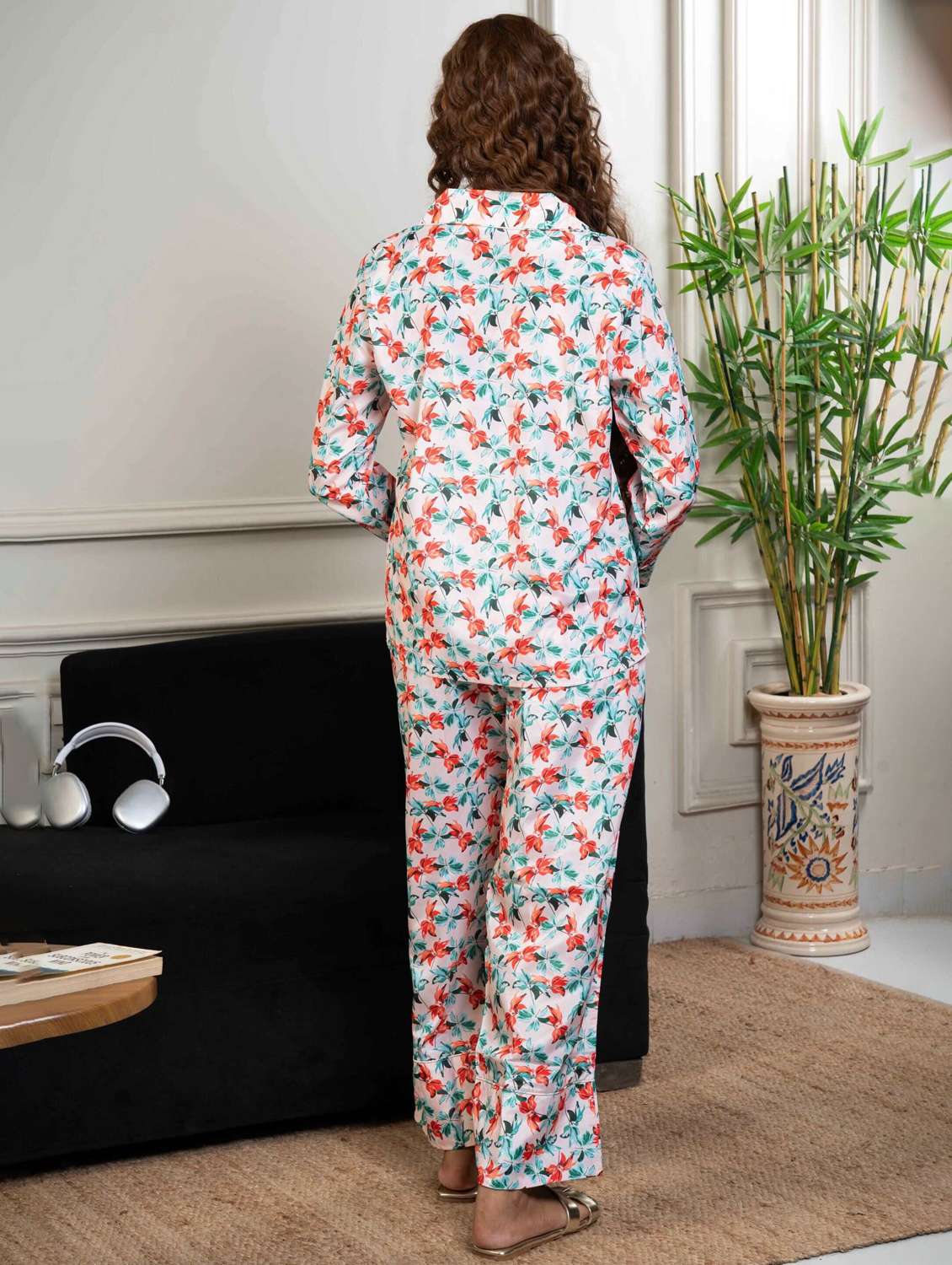 women printed nightwear pyjama set - 22220381 -  Standard Image - 3