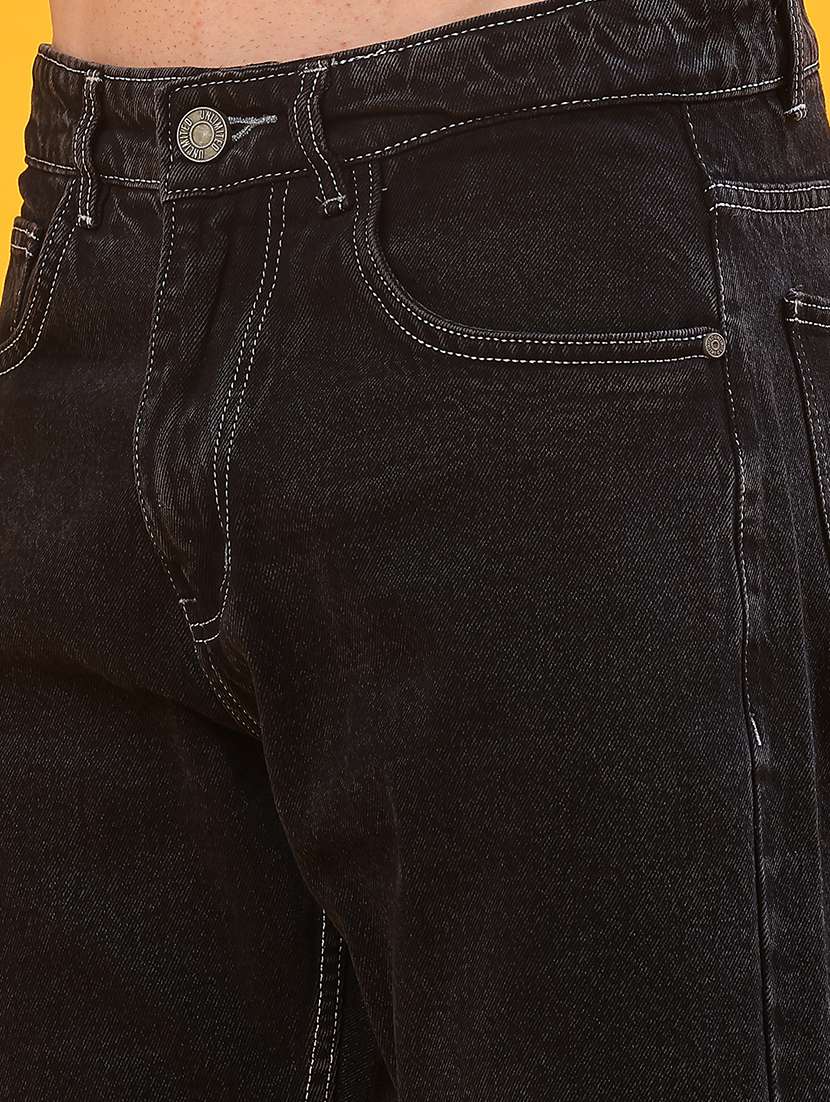 men plain mid rise full length straight fit jeans - 22220384 -  Standard Image - 5