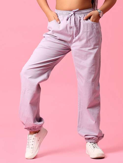 girls solid mid rise relaxed fit jogger - 22222844 -  Standard Image - 0