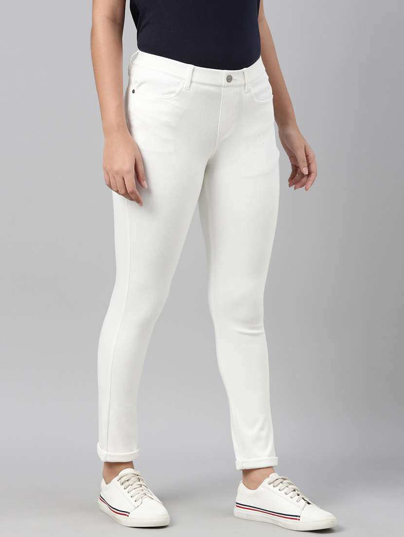 women plain high rise skinny fit jeans