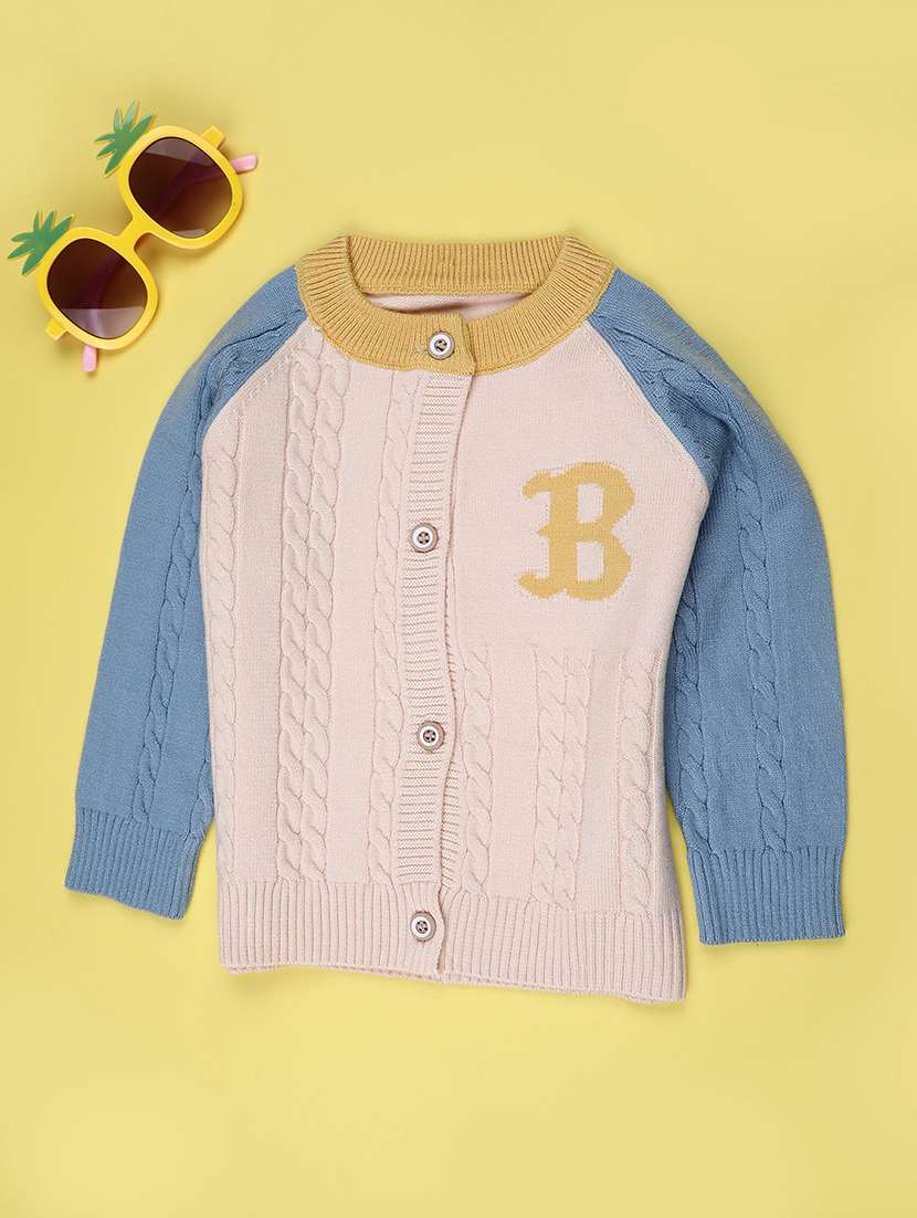 boys color block long sleeve sweater