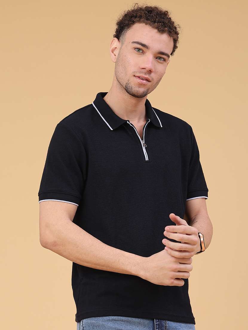 men textured short sleeve slim fit polo t-shirt - 22222985 -  Standard Image - 3