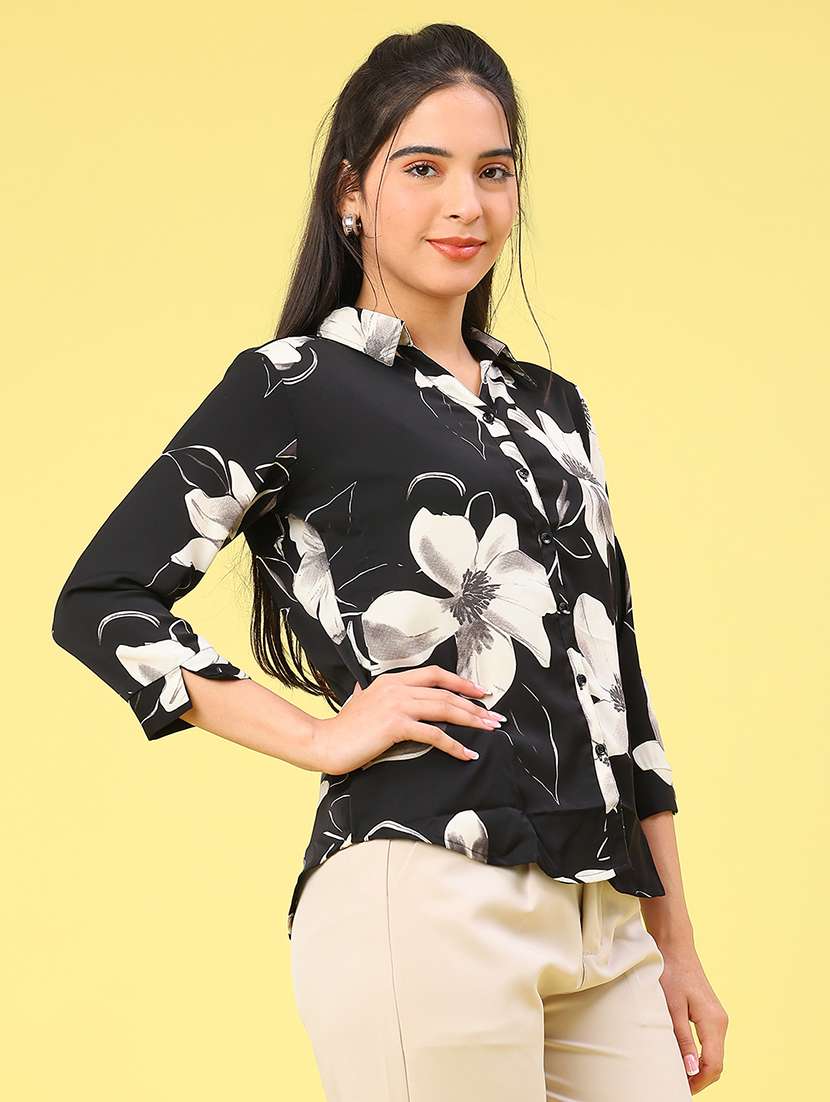 Women Floral Collared Neck Top - 22222990 -  Standard Image - 3