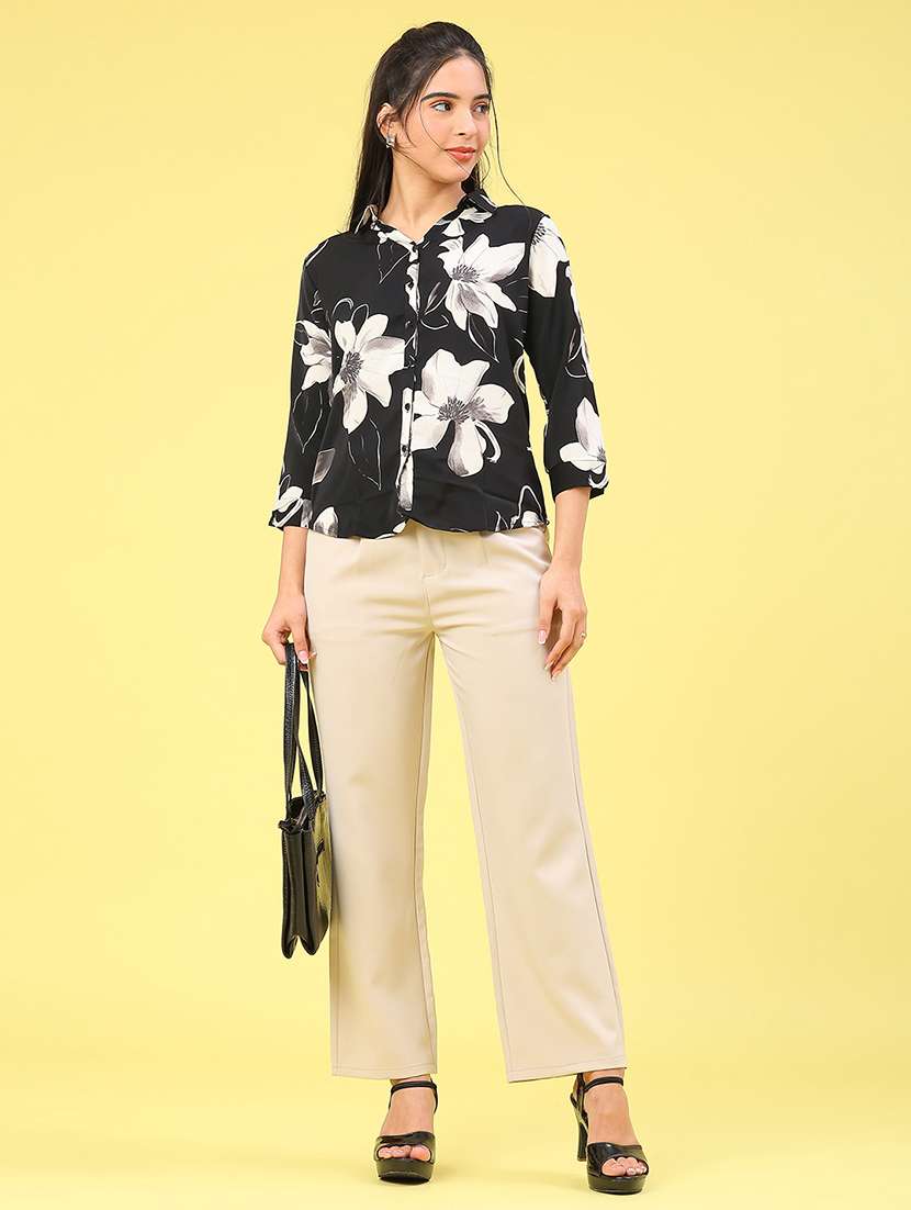 Women Floral Collared Neck Top - 22222990 -  Standard Image - 5