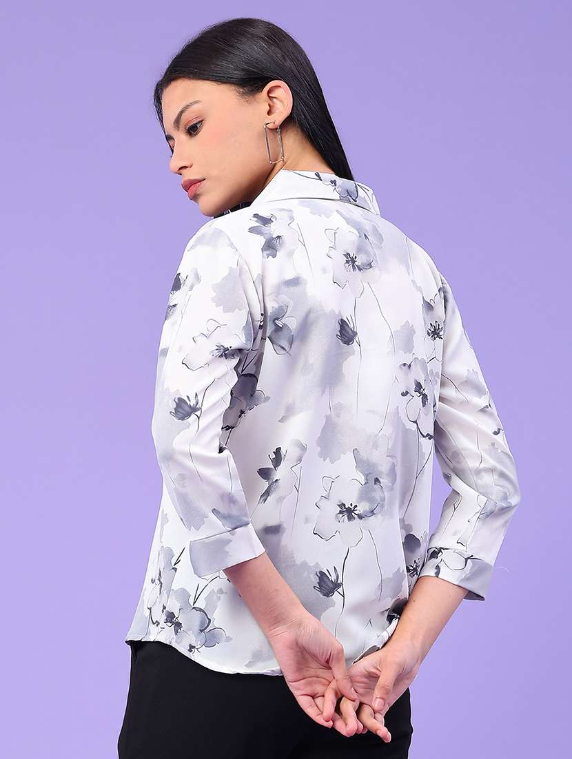 women floral print collared neck top  - 22222993 -  Standard Image - 3