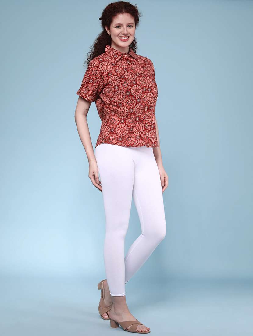 Women Red Cotton Regular Shirt - 22223013 -  Standard Image - 3
