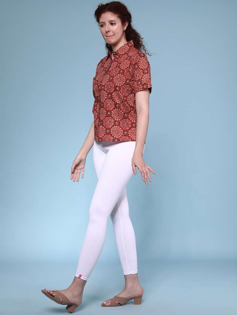 Women Red Cotton Regular Shirt - 22223013 -  Standard Image - 5