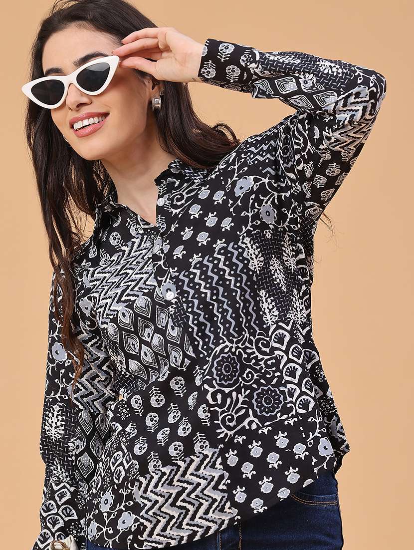 women black rayon regular shirt