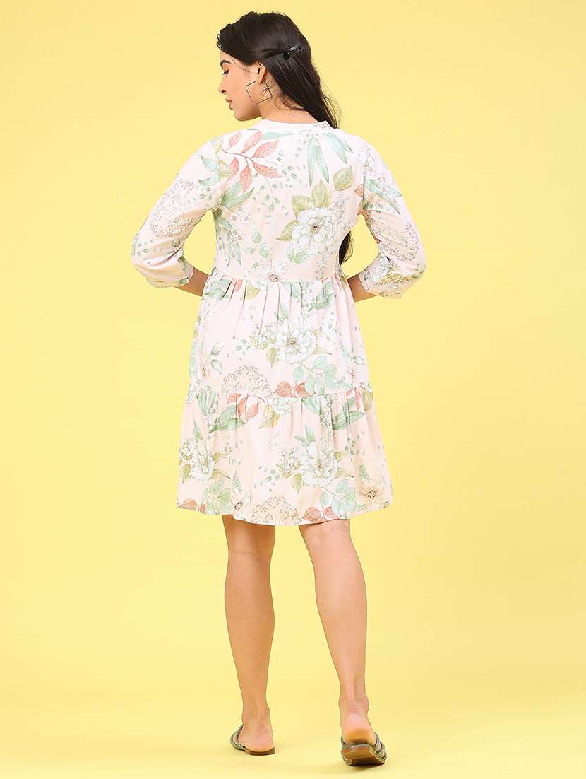 women floral print mandarin collar tiered dress - 22223046 -  Standard Image - 3