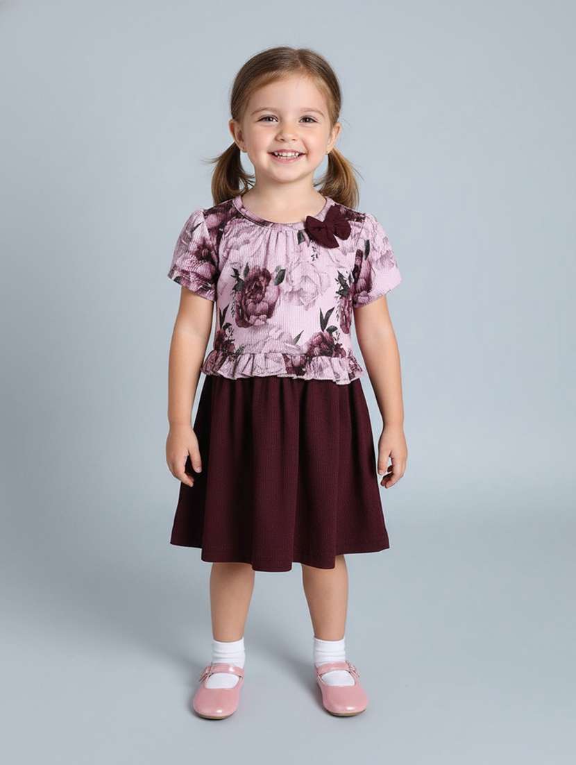 maroon cotton fit & flare dress