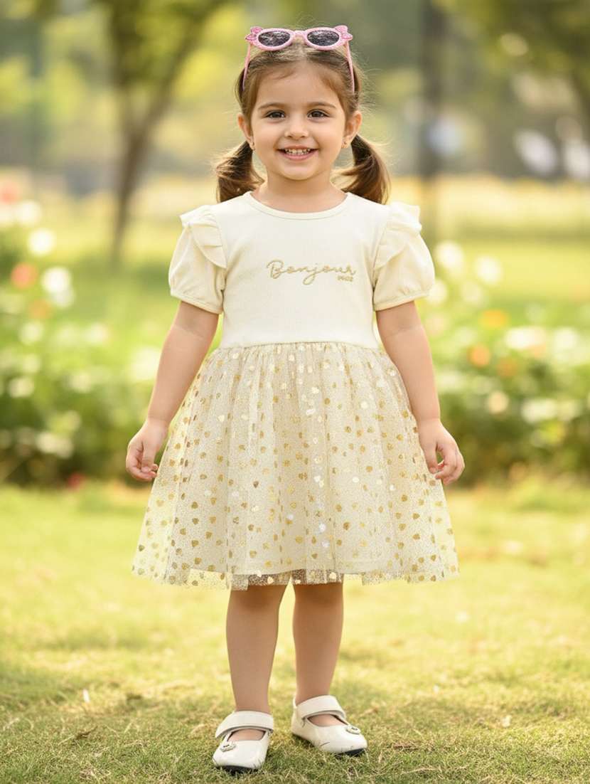 off white cotton fit & flare dress