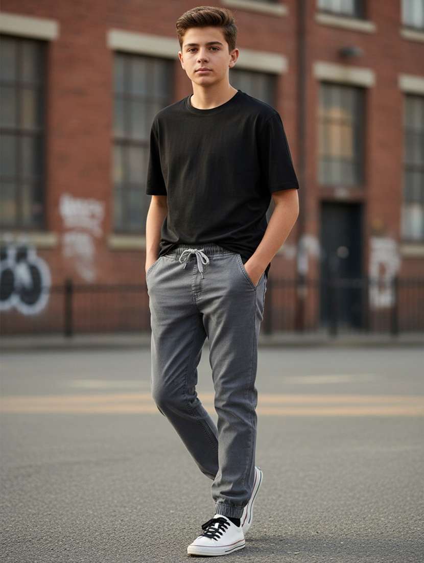 boys washed mid rise jogger