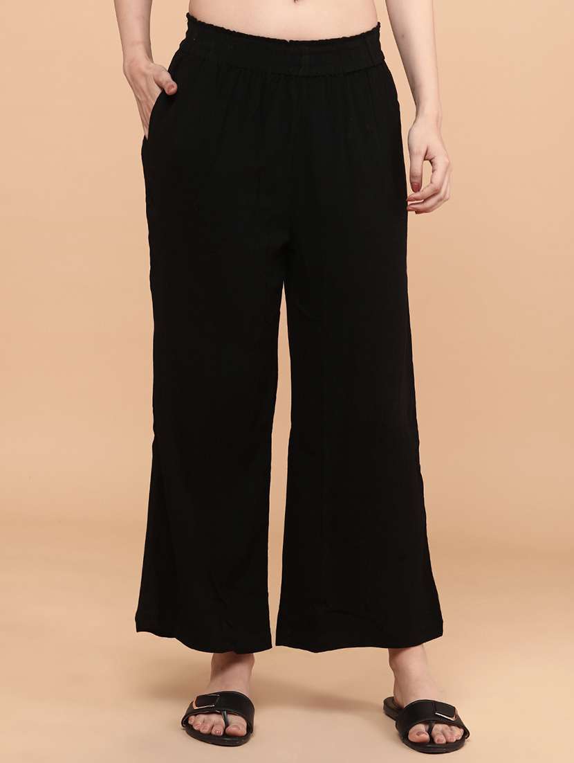 women black cotton flared palazzo