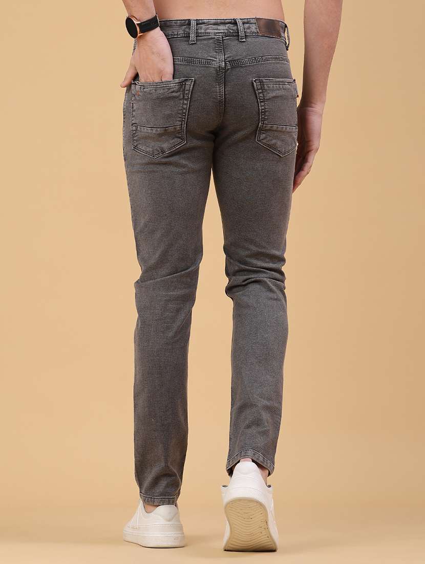 men plain mid rise full length jeans - 22223127 -  Standard Image - 3