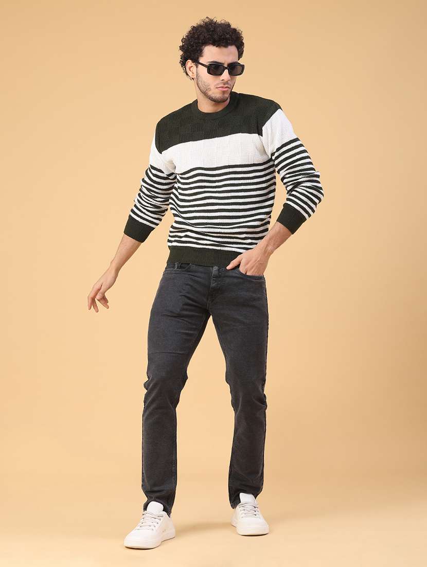 men plain mid rise full length slim fit jeans - 22223130 -  Standard Image - 5