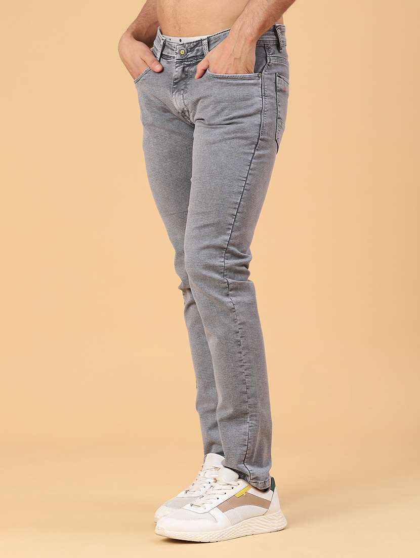 men plain mid rise full length slim fit jeans - 22223131 -  Standard Image - 3