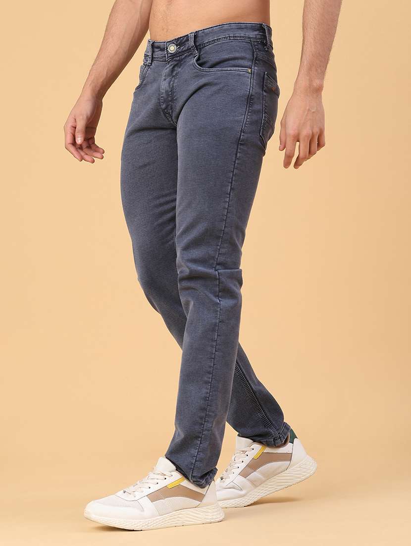 men plain mid rise full length slim fit jeans - 22223132 -  Standard Image - 3