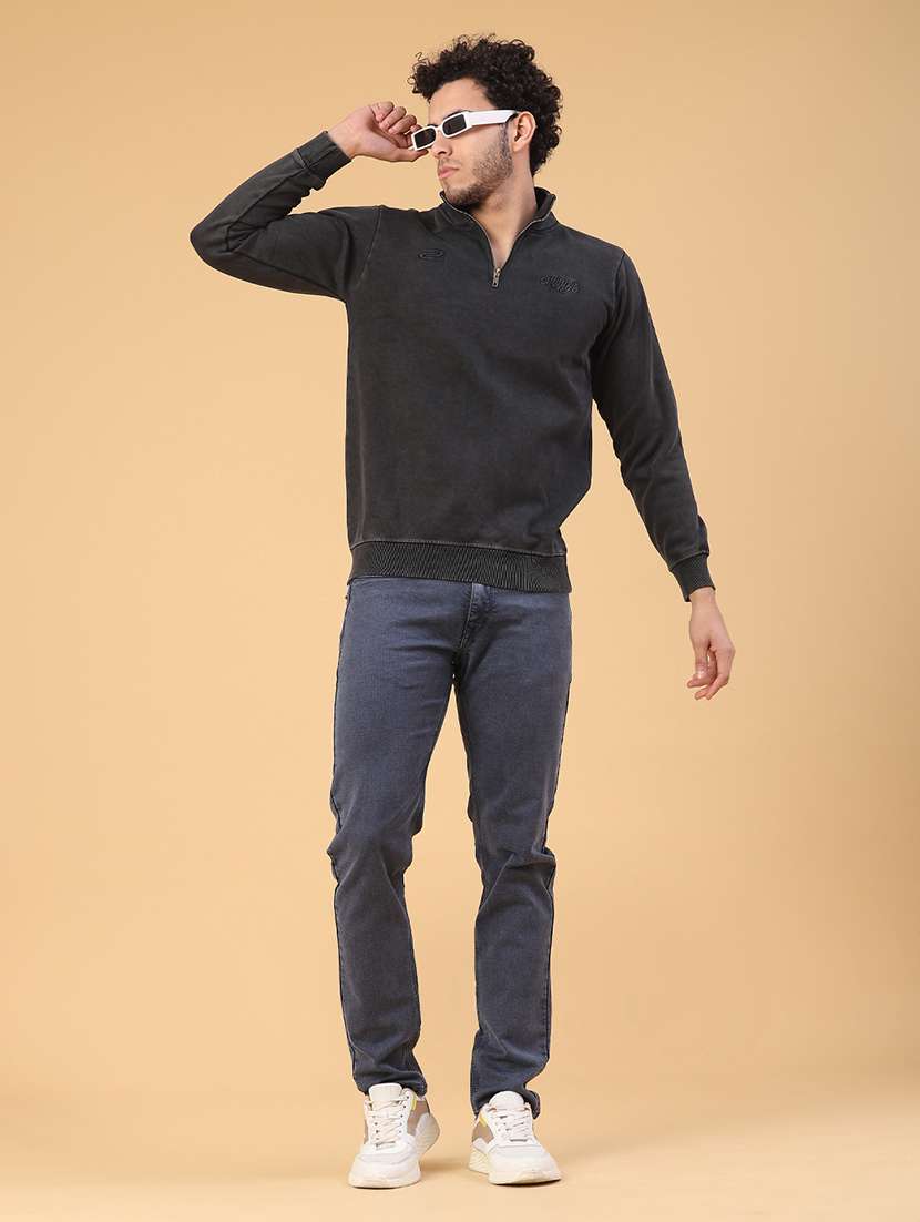 men plain mid rise full length slim fit jeans - 22223132 -  Standard Image - 5