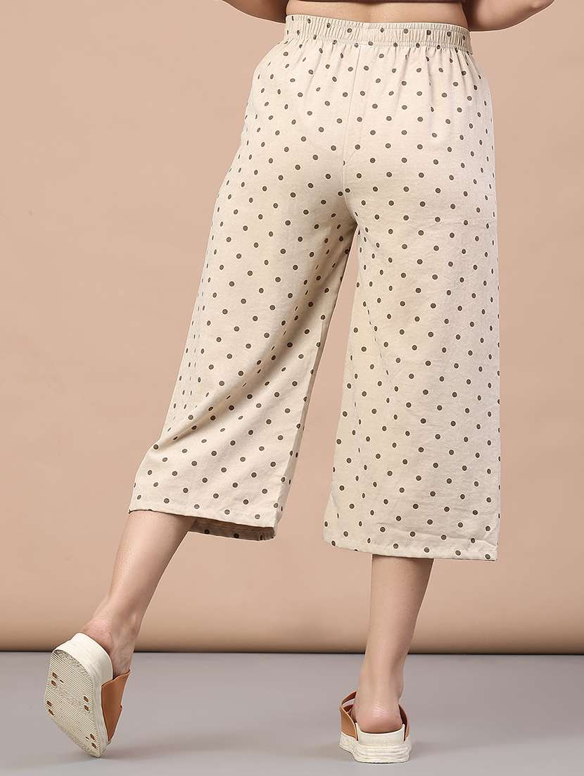 women polka dot mid rise culottes trouser - 22223143 -  Standard Image - 3