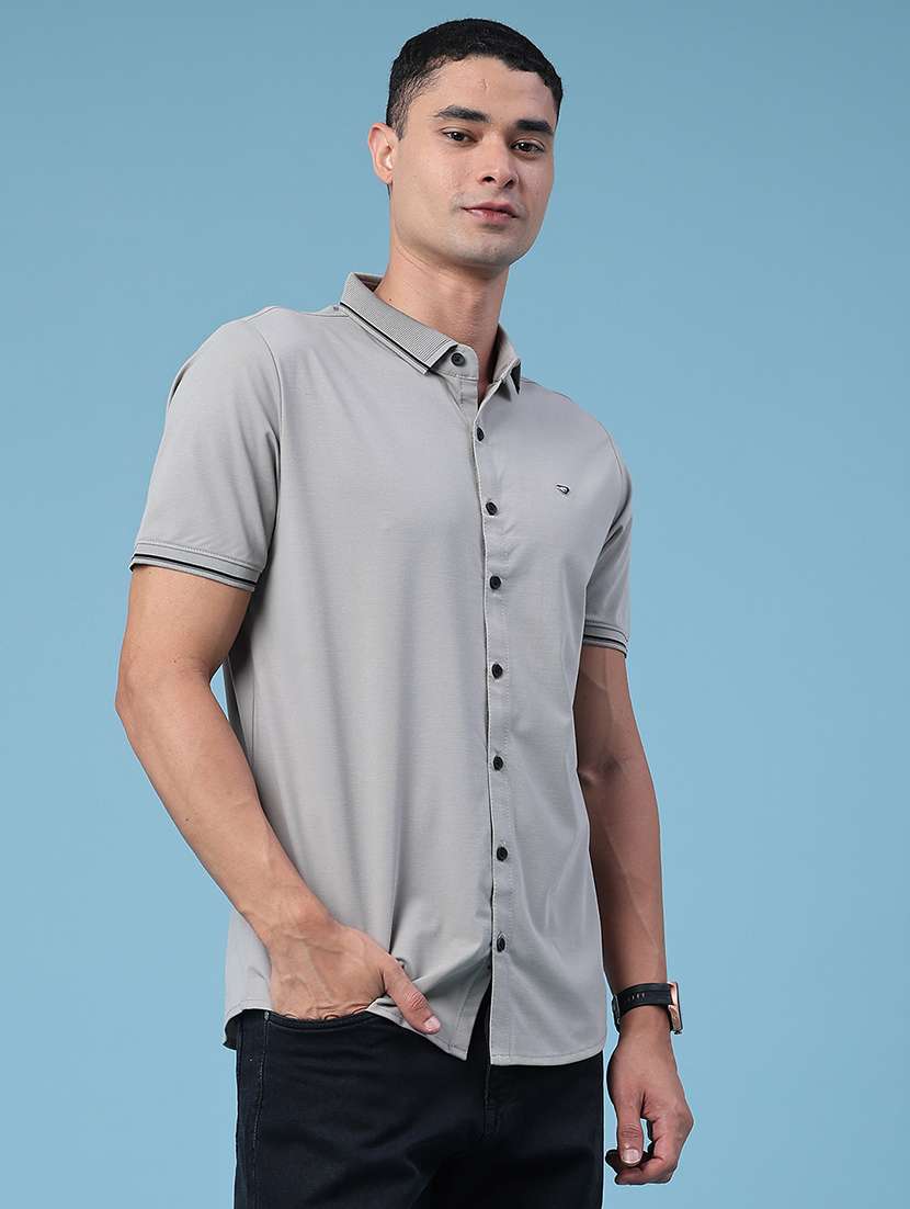 men solid short sleeves regular shirt - 22223160 -  Standard Image - 3