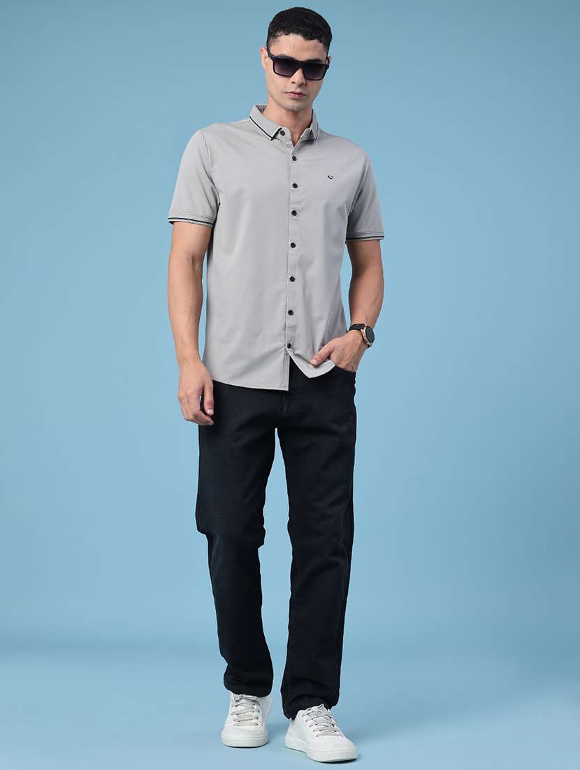 men solid short sleeves regular shirt - 22223160 -  Standard Image - 5